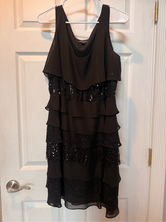 S.L. Fashions Dresses & Skirts - S.L. Fashions Black Sleeveless Tiered Sequin Cocktail Dress